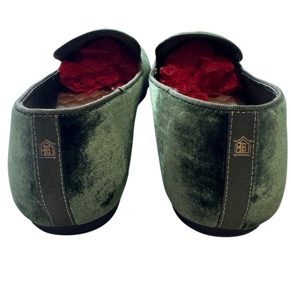 Birdies The Starling Loafers Velvet Semi Formal Flats In Moss Green Size 10 - Picture 11 of 12